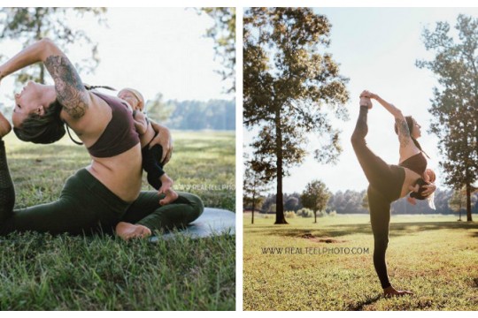 Face yoga și își alăptează bebelușul în același timp (Foto)