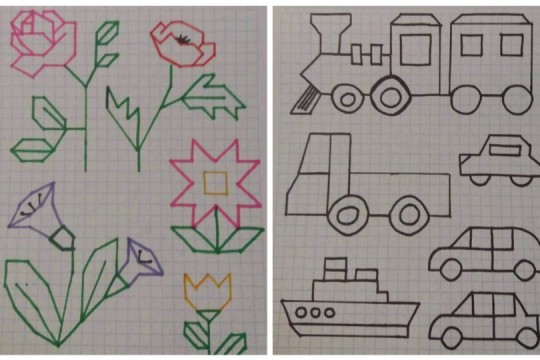 Desene simple pentru preșcolari, pe care să le facă pe caietul în pătrățele